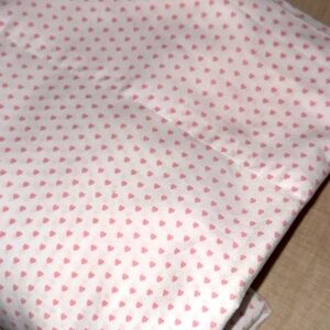Laura Ashley Heart To Heart Pink shabby chic Valentines Queen flat sheet percale